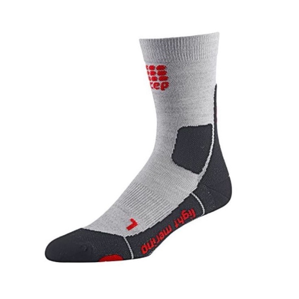 CEP MEN’S CREW MID CUT ATHLETIC‎ PERFORMANCE RUNNING SOCKS RED GRAY SIZE 4